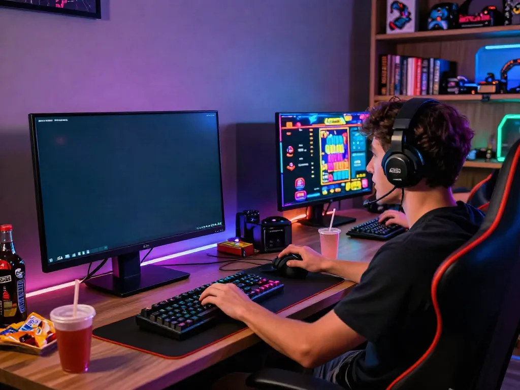 A80 online gaming enthusiast enjoying vibrant slot games in a stylish setup.