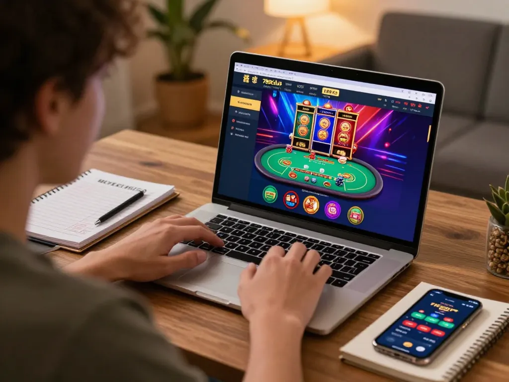 Engaging user experience on 789club online casino with a vibrant gaming setup in a cozy home office.
