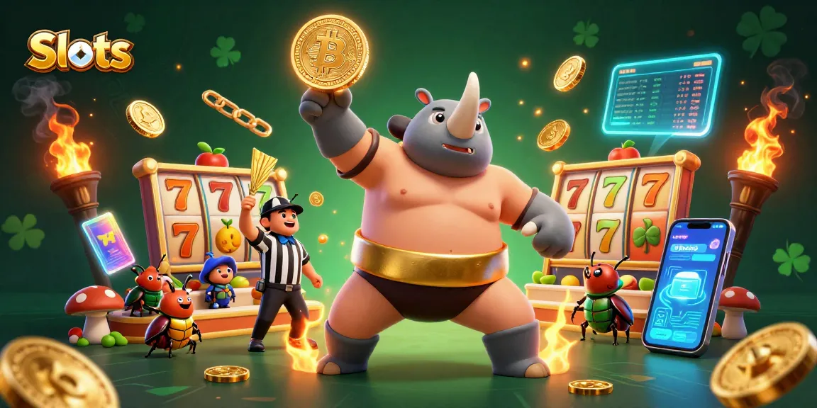 Slots come alive in a vibrant 3D scene with a beetle champion and flying coins.