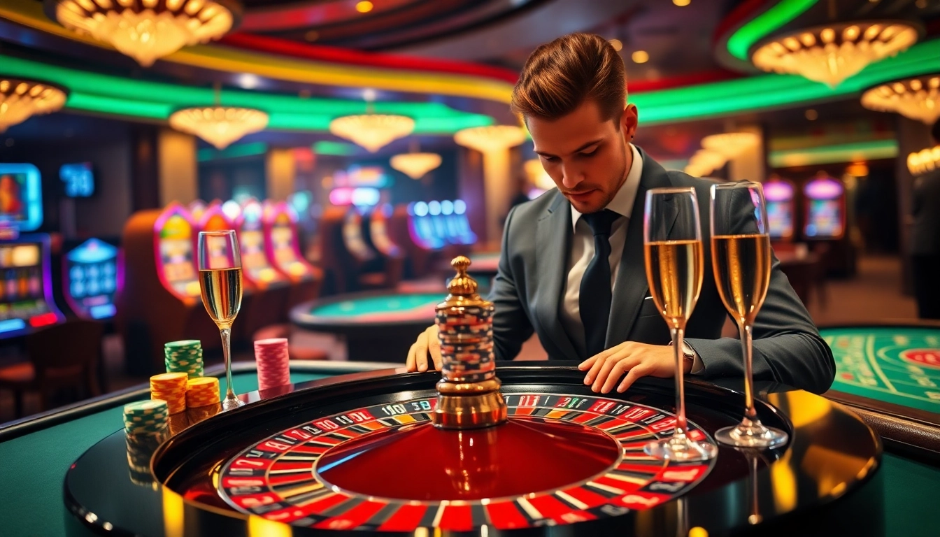 Exciting casino experience at dn88 com with roulette and poker chips in a luxurious setting.