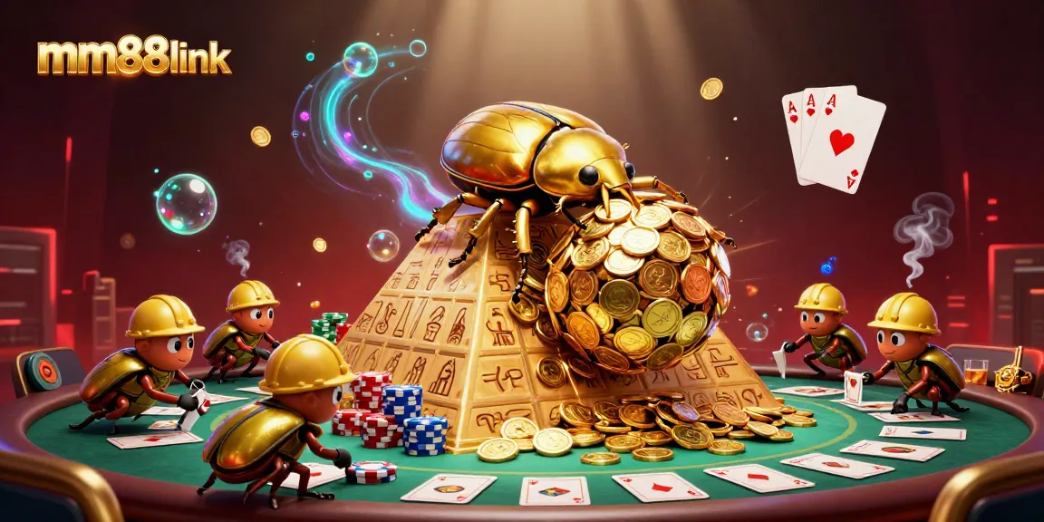 Experience the thrill of winning with mm88link's vibrant 3D casino scene filled with gold coins and poker excitement!
