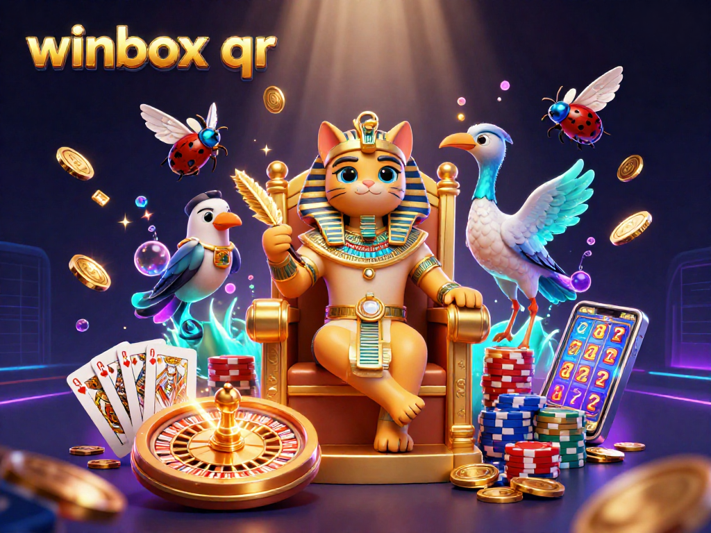 Winbox QR reveals secrets of casino fun with a pharaoh cat and dazzling games.
