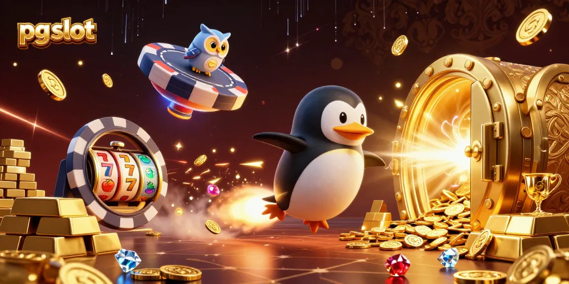 Experience thrilling wins with pg slot, featuring a golden penguin in an epic casino adventure.