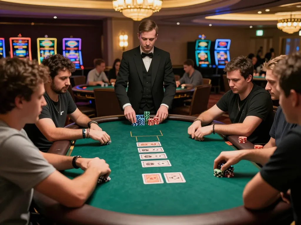 Experience an intense poker game at 388bet with players focused on strategic moves.