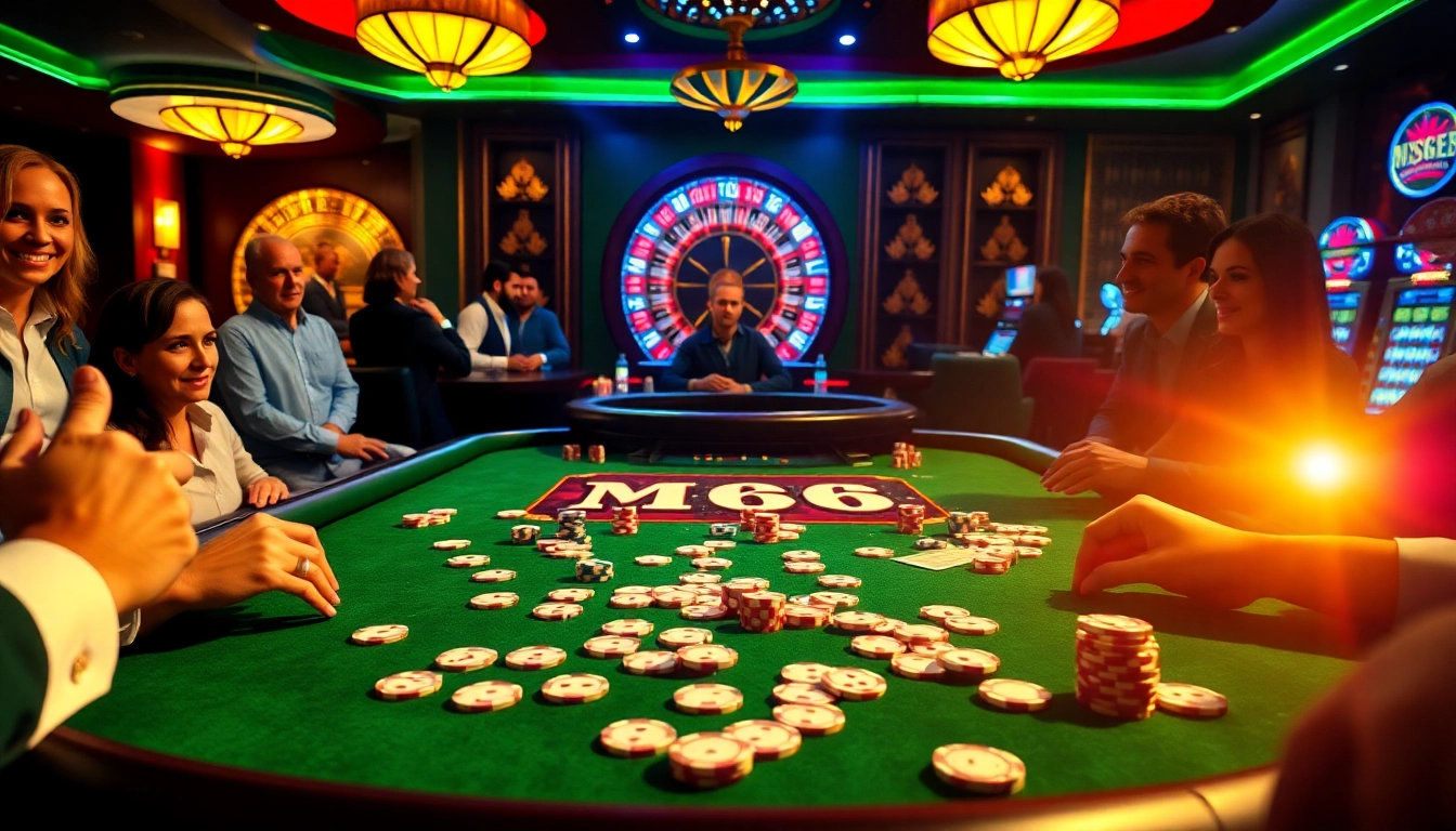 Engage with the MB66-themed poker action in a vibrant casino setting.