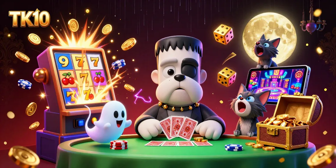 Bet on exciting games at TK10 with lively 3D characters at a vibrant casino scene.