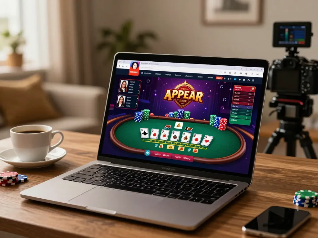 KDTOTO player engaging with live dealer blackjack game on laptop in a cozy setup