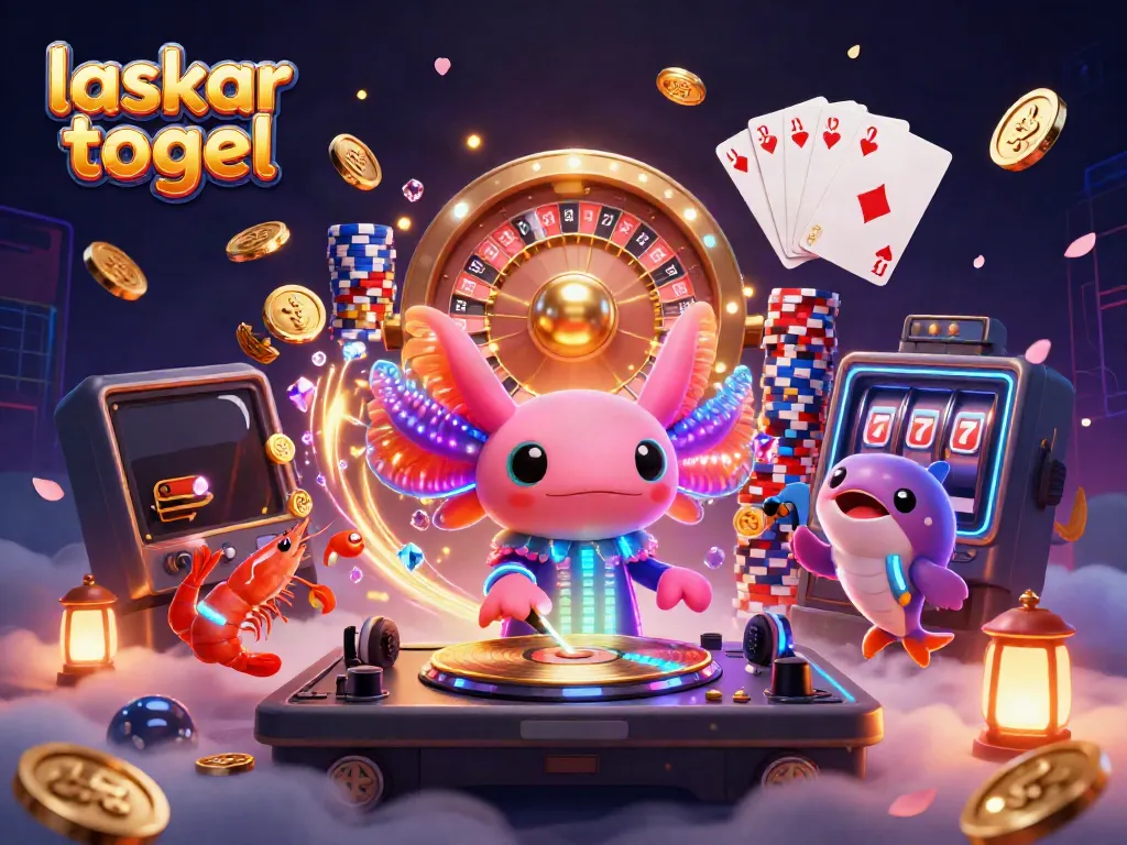 Join the fun with laskar togel in this vibrant 3D illustration of the online casino experience.