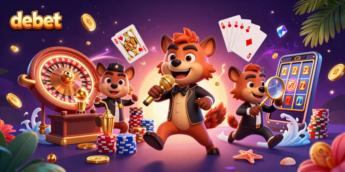 Experience the vibrant debet casino atmosphere with 3D hyenas engaging in exciting gaming activities.