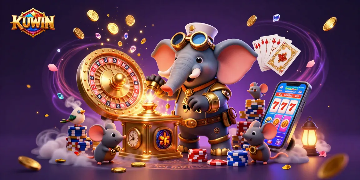 Experience high-stakes moments with KUWIN's dynamic steampunk casino scene featuring vibrant gaming elements.