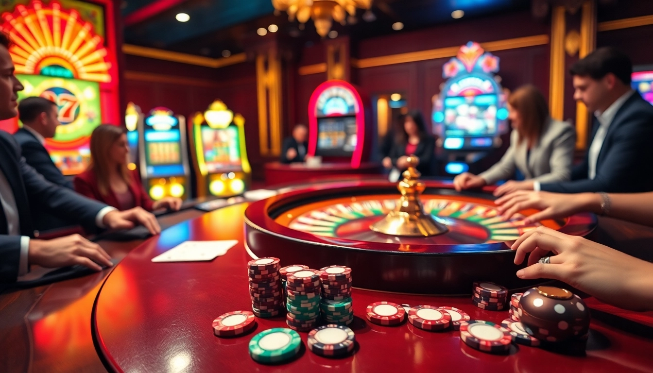 Players engaged in thrilling games at rr88 mov casino, featuring roulette and poker excitement.