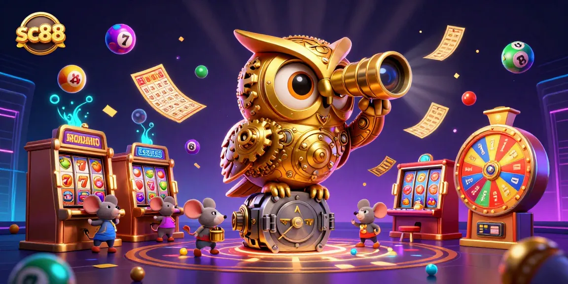 Engage with sc88's vibrant 3D casino scene featuring gaming elements and a whimsical atmosphere.