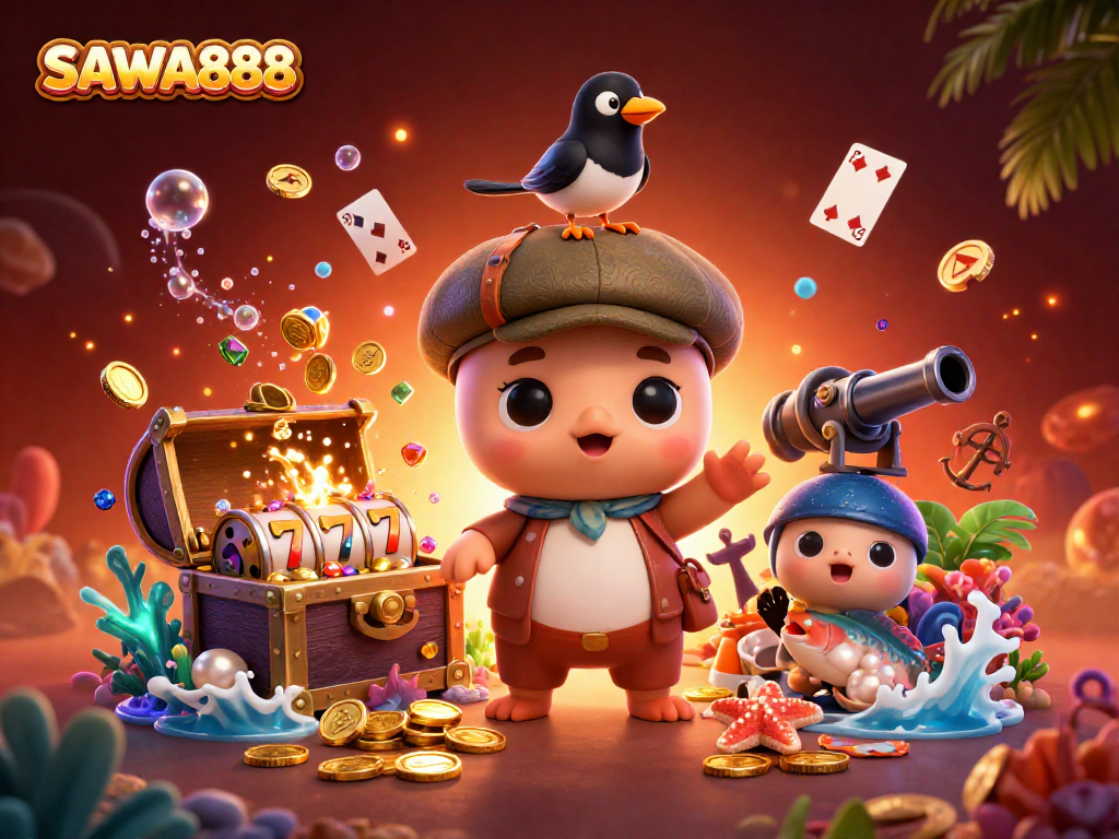Experience thrilling slots action at SAWA888 with cute Nessie and her gold-chasing friend.