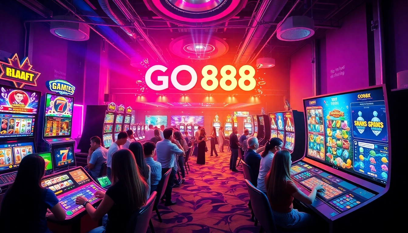 Exciting online gaming experience at GO88 with diverse players celebrating wins.