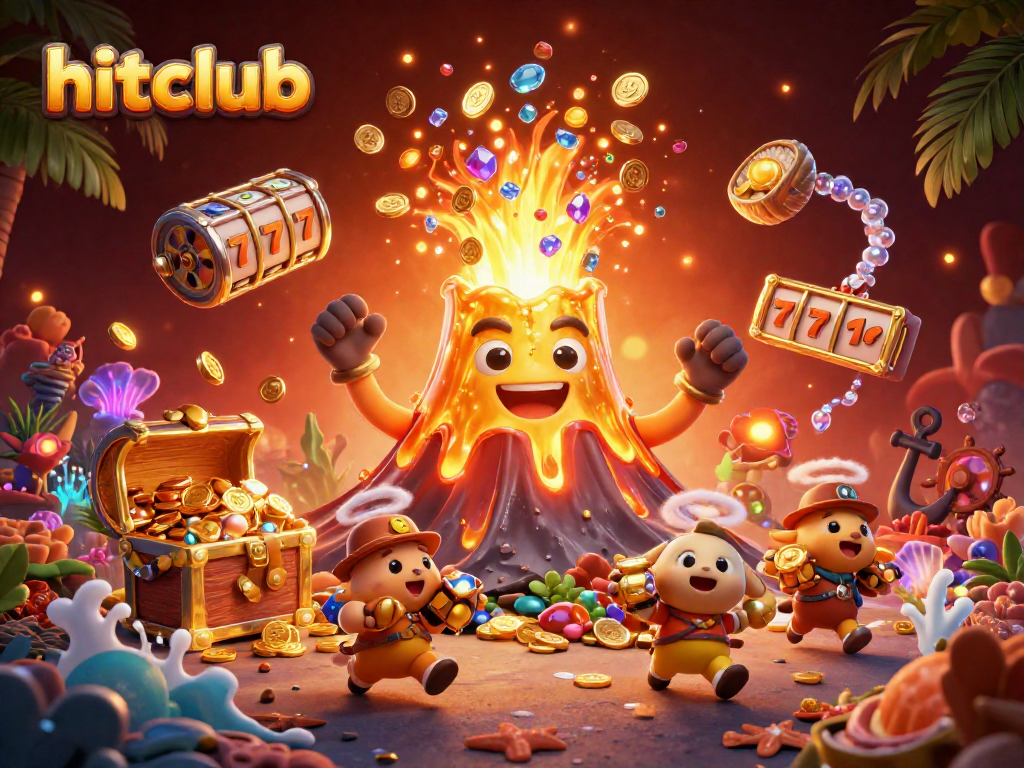 Experience the thrill of hitclub with vibrant treasures and casino action in this dynamic illustration.