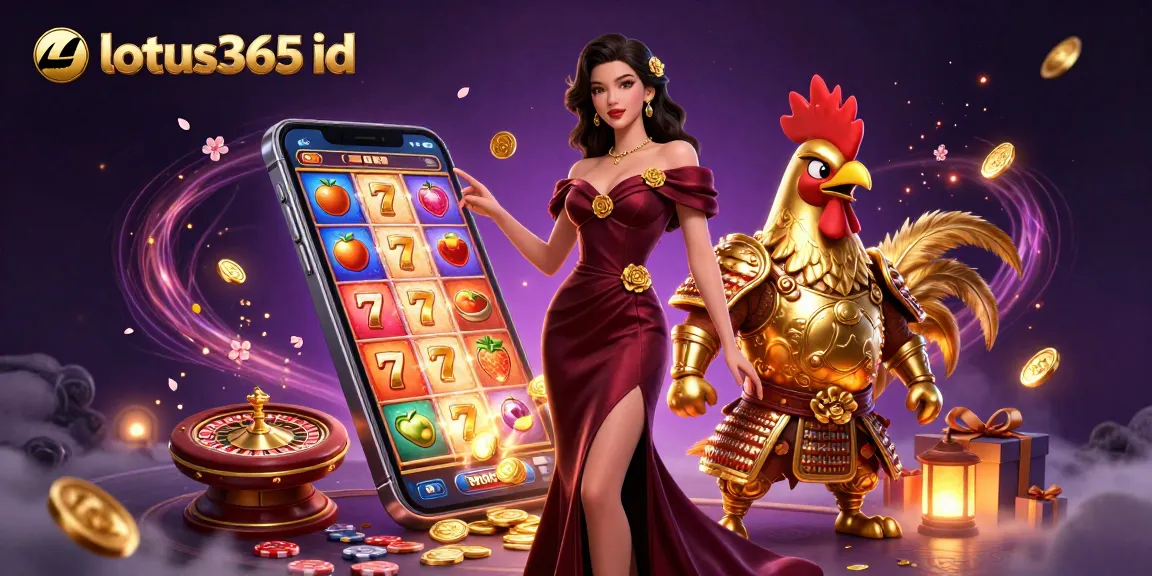 Experience the excitement of lotus365 id with a glamorous betting scene filled with slot games and casino elements.