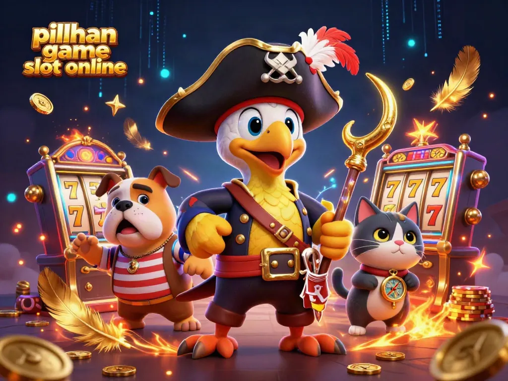 Mainkan pilihan game slot online di ilustrasi kasino yang megah ini.