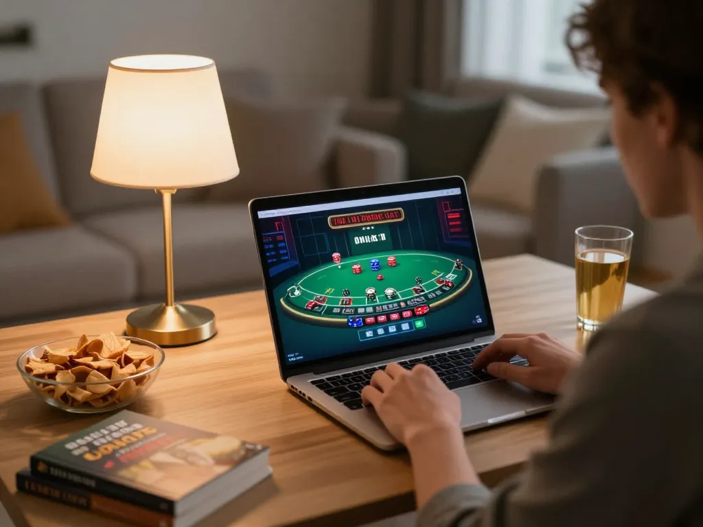 Engaging with live dealer games at online USA casinos in a modern home setting.
