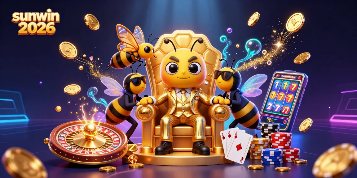Experience sunwin 2026 with vibrant 3D casino art featuring playful characters and gaming elements.