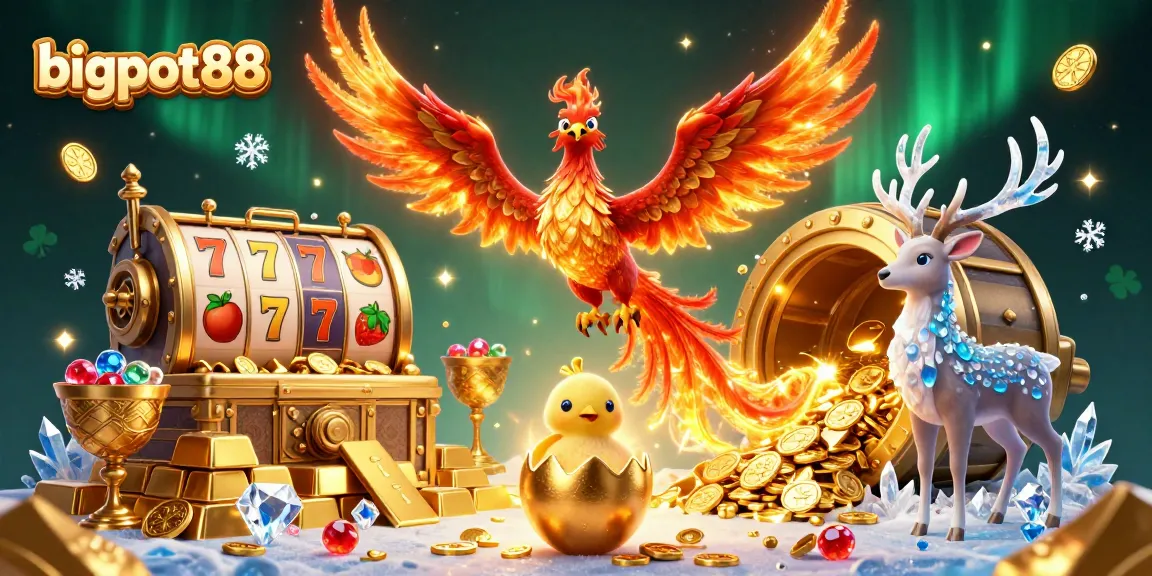 Experience thrilling jackpots at bigpot88 with vibrant fire phoenix and luxurious casino elements.