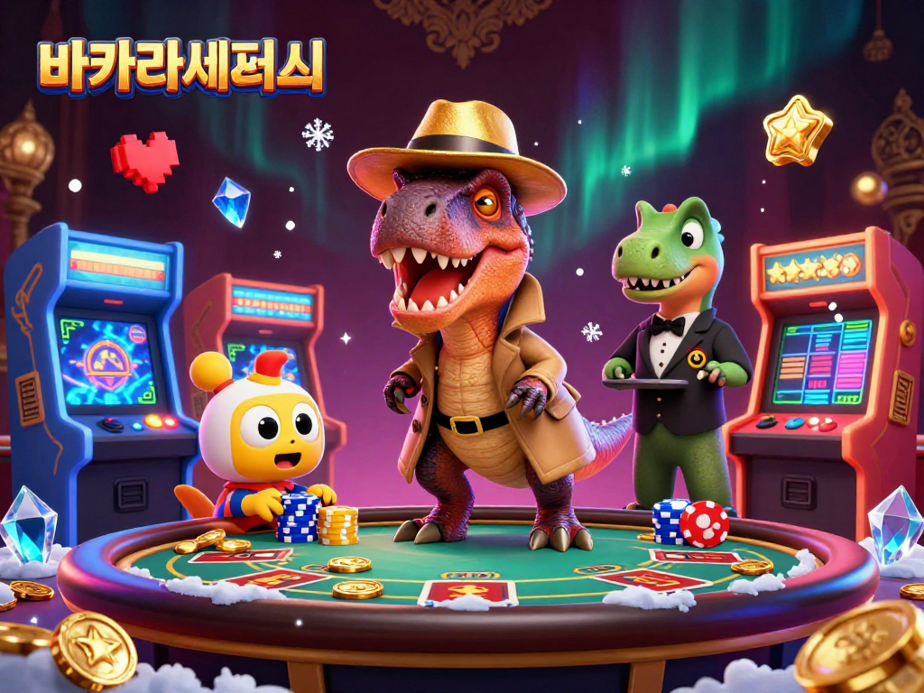 카지노사이트에서 바카라사이트로 호화롭게 게임하는 장면을 담은 일러스트.