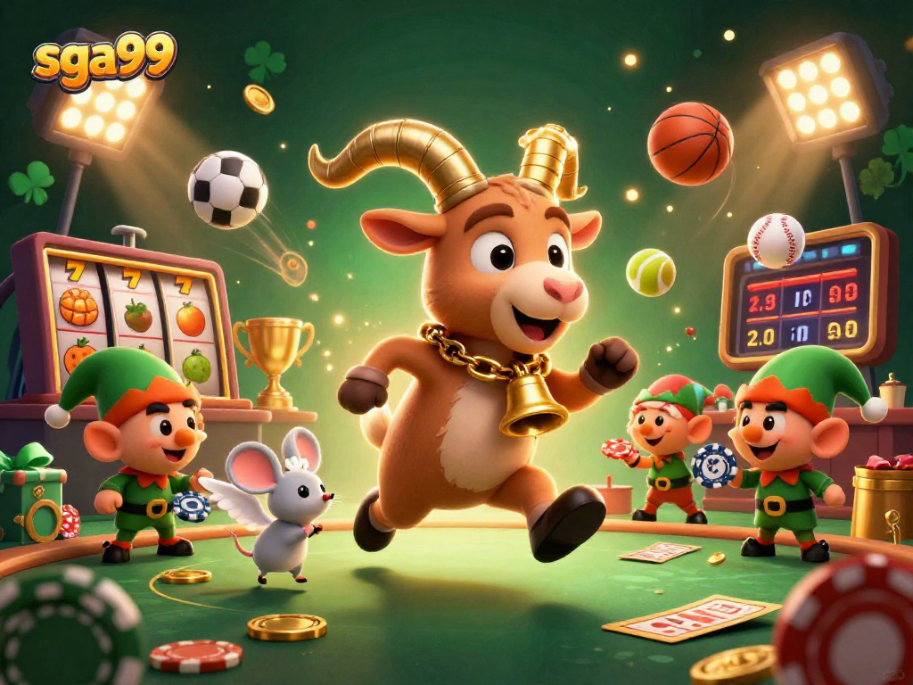 Engage with sga99 as Krampus oversees a lively casino scene filled with chaotic gremlins.