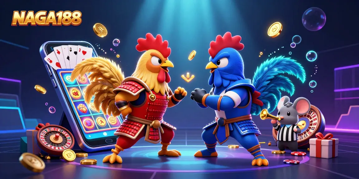 NAGA188 menawarkan pertarungan seru dua ayam kartun dalam aksi judi menggiurkan.
