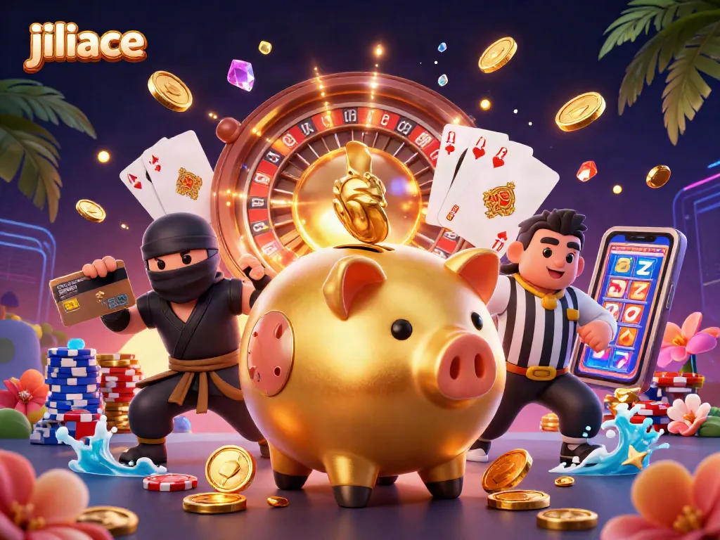 Experience the thrill of jiliace with our vibrant gaming illustration showcasing an action-packed casino scene.