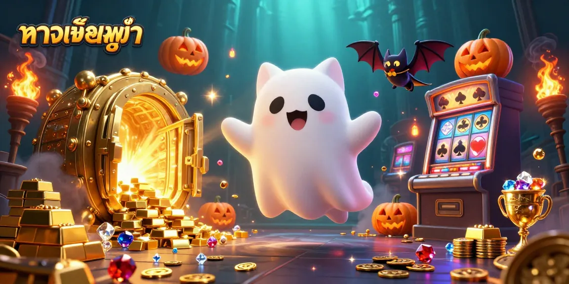 Win big with ทางเข้ายูฟ่า in this vibrant haunted casino scene filled with treasures.