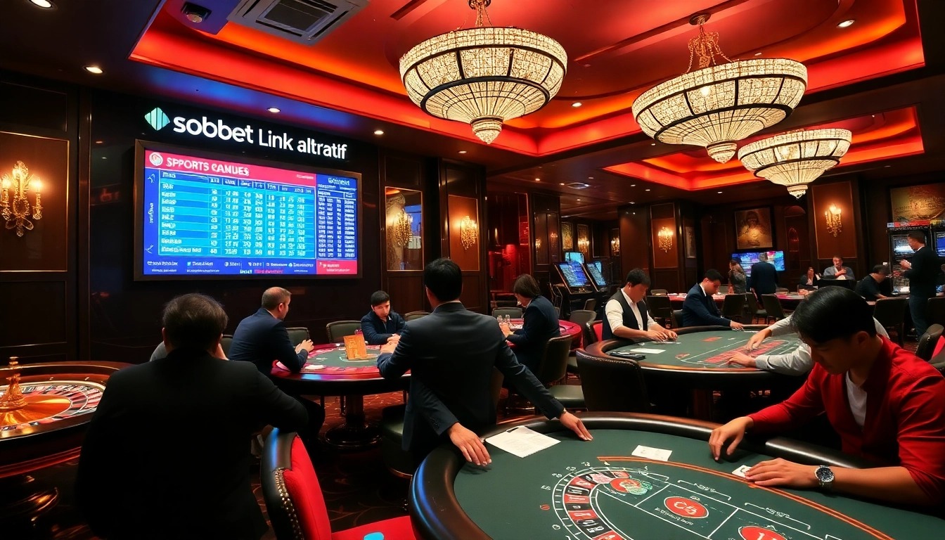 Experience sbobet link alternatif in a thrilling casino environment with live betting action and elegant decor.
