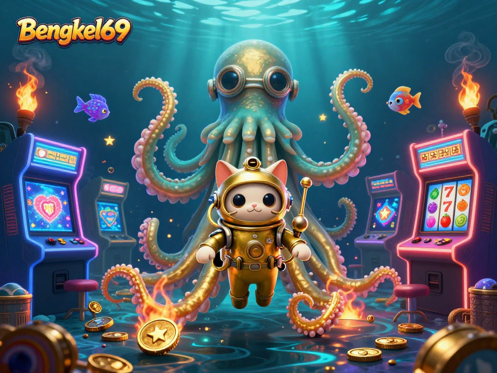 Bengkel69 invites players into an undersea adventure with vibrant slots and arcade gaming elements.