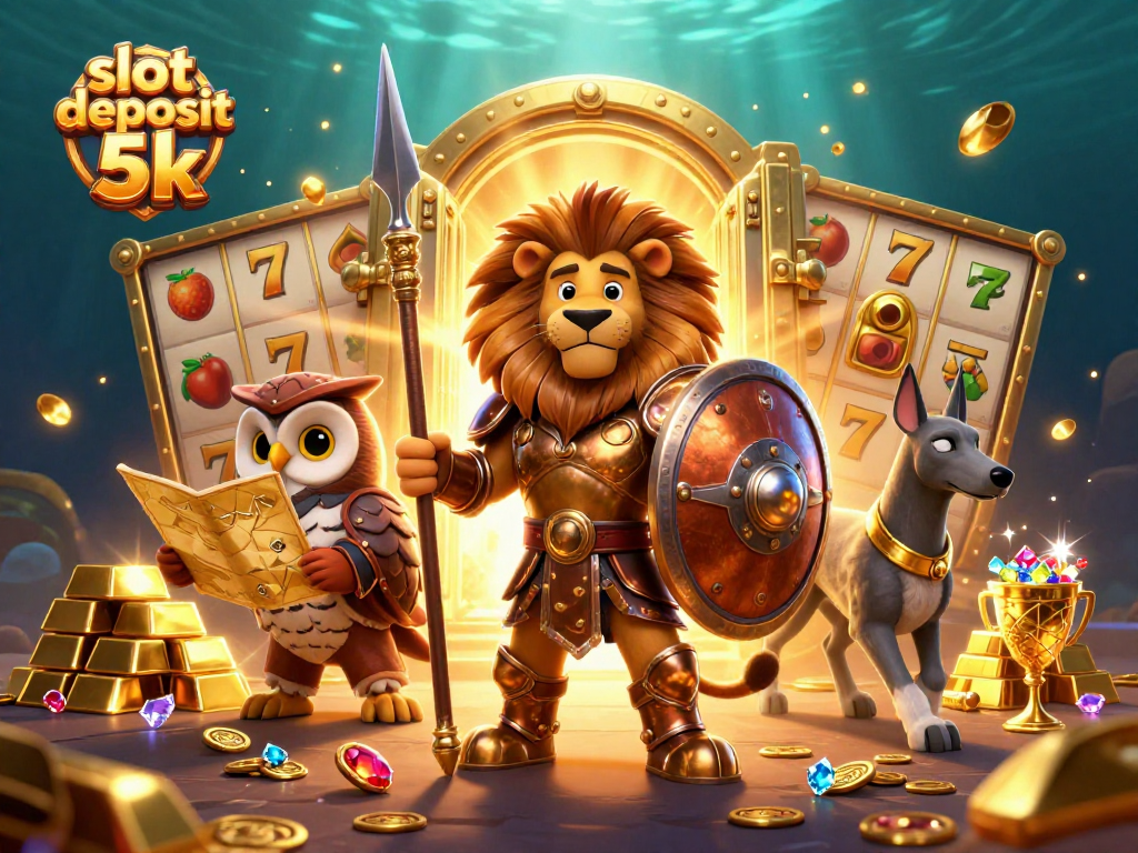 Engage in thrilling gameplay with slot deposit 5k, featuring dynamic 3D characters and casino elements.