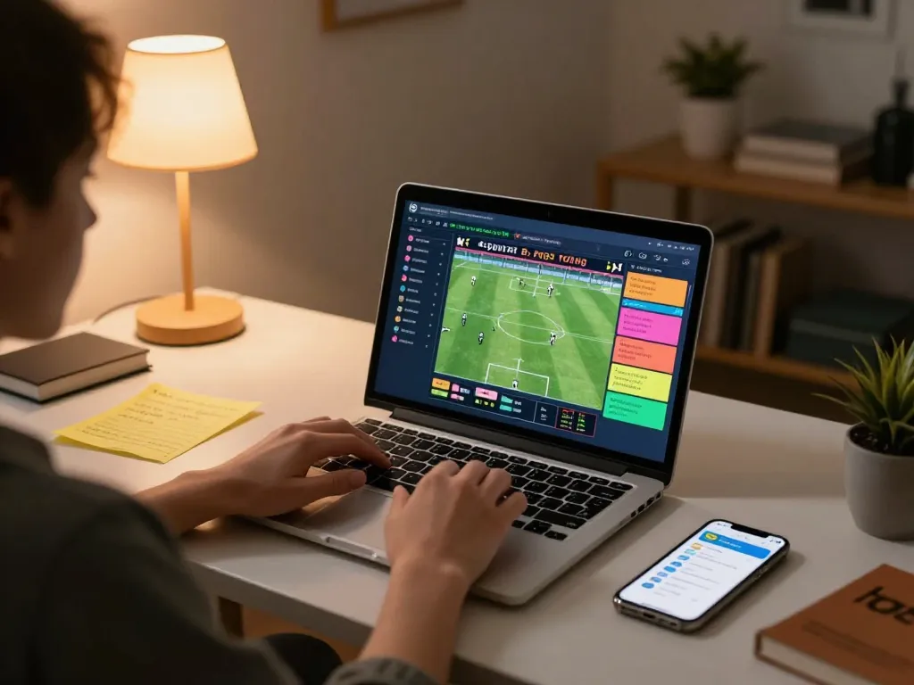 Person analyzing Keo nha cai 5 odds on laptop during sports betting session.