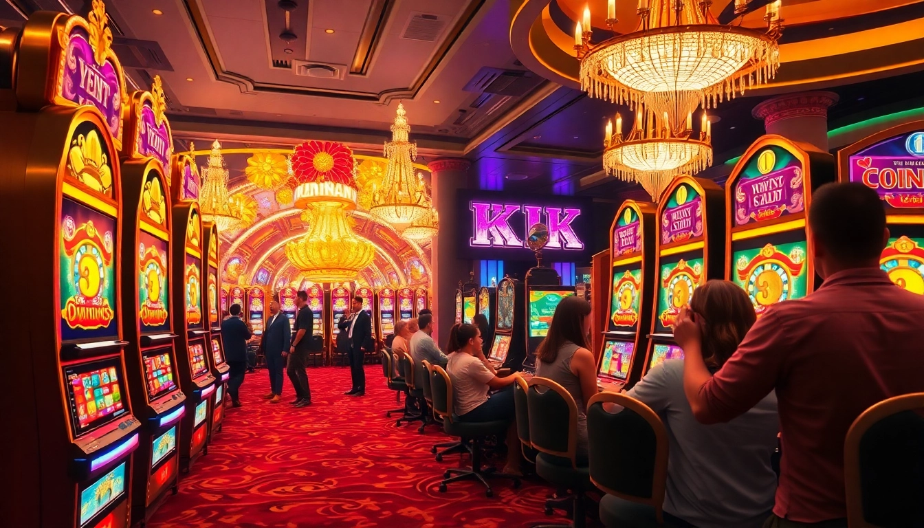 Experience the excitement of slot gacor action in a vibrant casino ambiance filled with eager players.