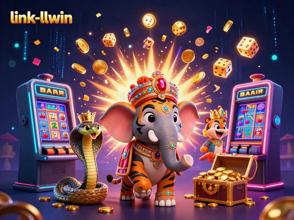 Experience thrilling jackpots with link-llwin featuring an ornate maharaja tiger and casino excitement.