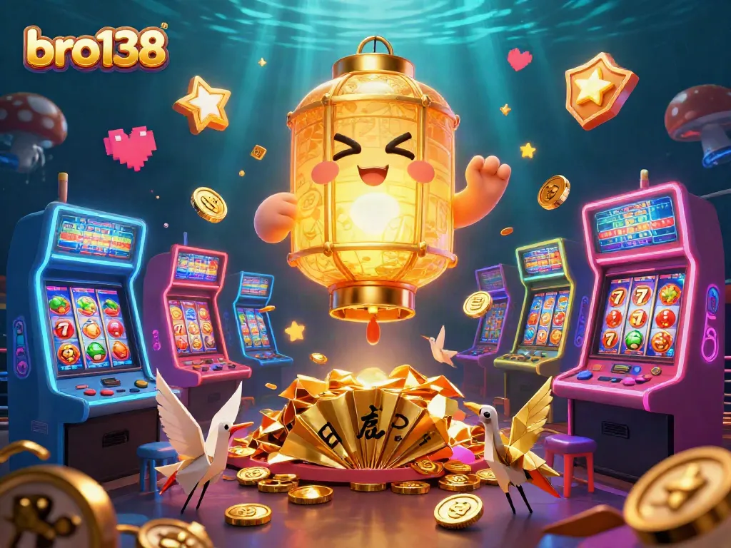 Experience thrilling wins at bro138 with vibrant slot games surrounded by lucky charm symbols.