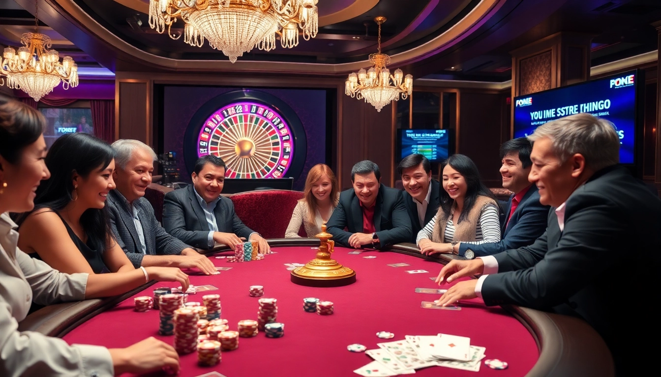 Players strategizing around a poker table at a luxury casino, incorporating kèo nhà cái betting odds for an electrifying experience.