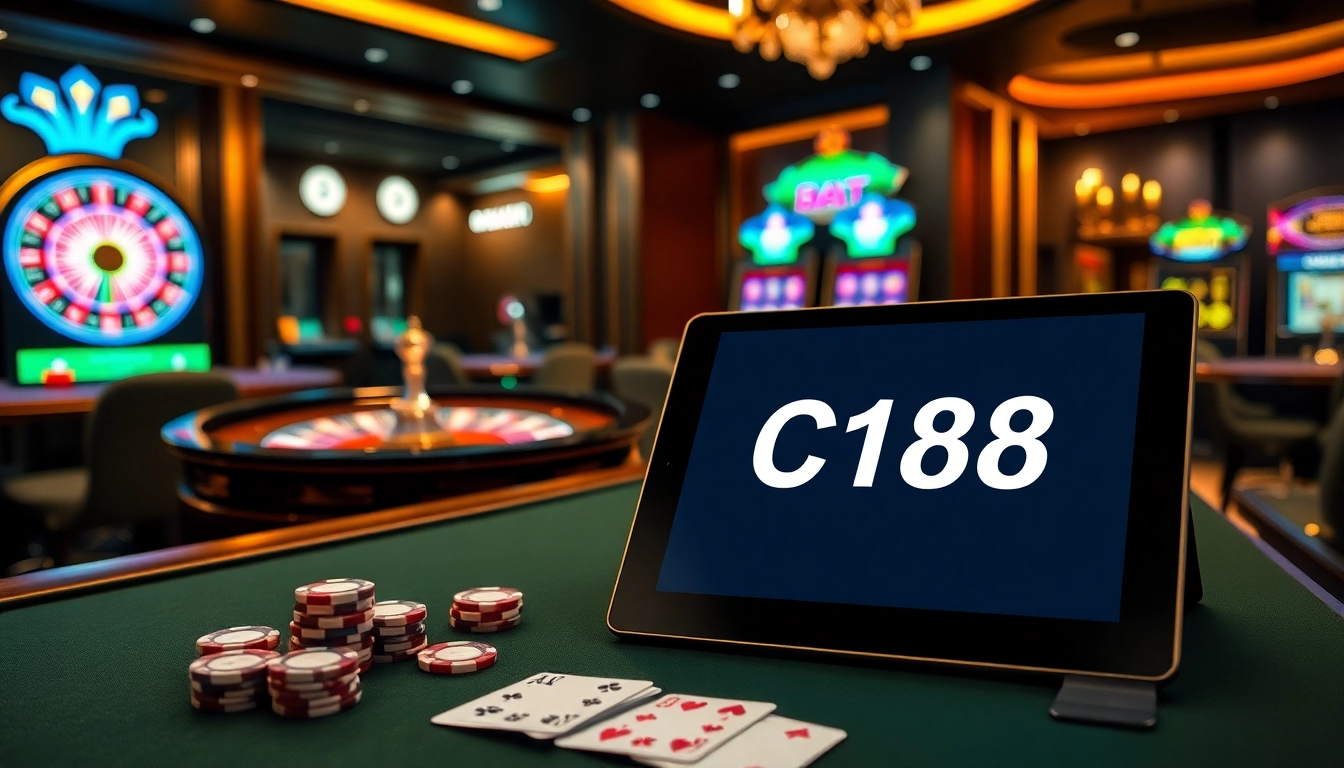 C168 players engage in an exciting online gambling experience, showcasing luxurious casino elements.