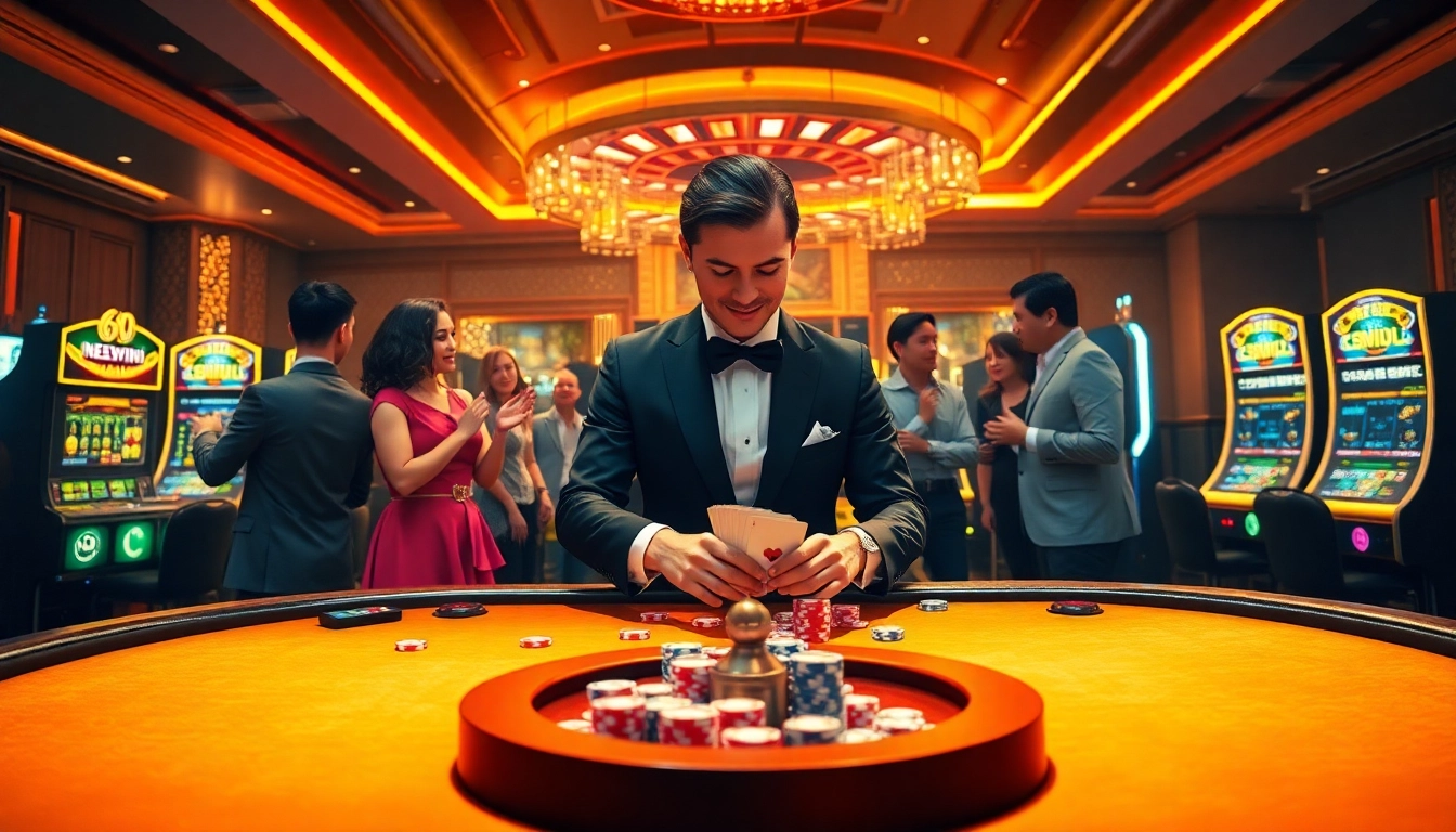 Experience the excitement of 68win with vibrant casino tables, spinning roulette, and thrilling gameplay.