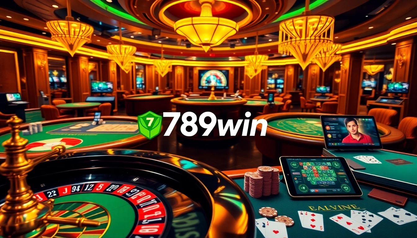 Experience the excitement and stakes of 789win in this vibrant casino atmosphere showcasing various games.