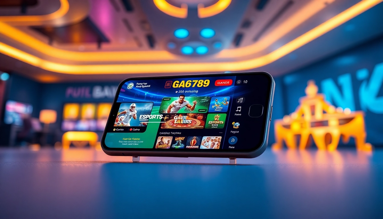 Experience Ga6789's dynamic mobile app showcasing online entertainment services.