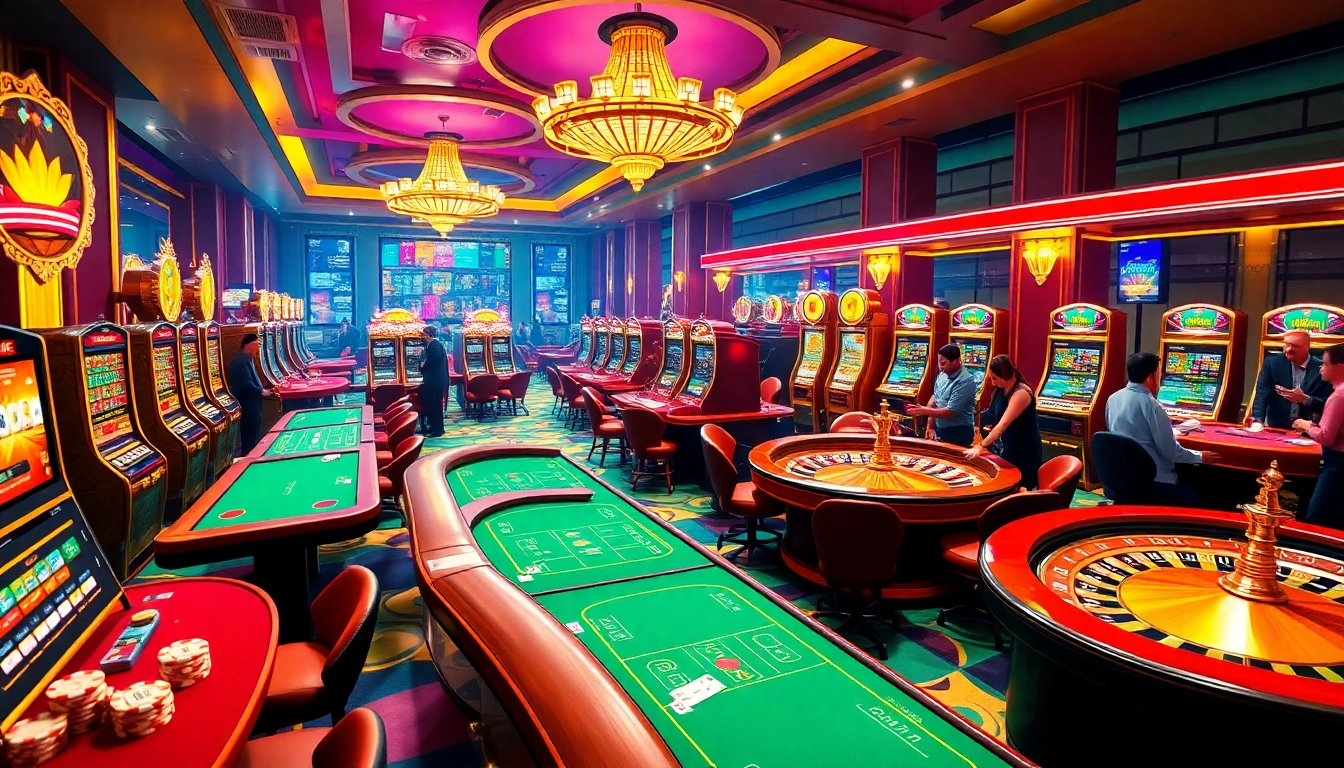 KTPJITU login action scene with vibrant casino elements, showcasing engaging slot machines, poker chips, and enthusiastic players.