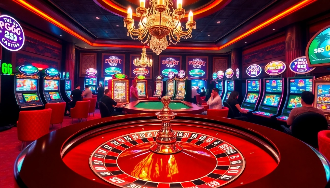 Experience thrilling casino action at PG66 with vibrant roulette and poker elements.